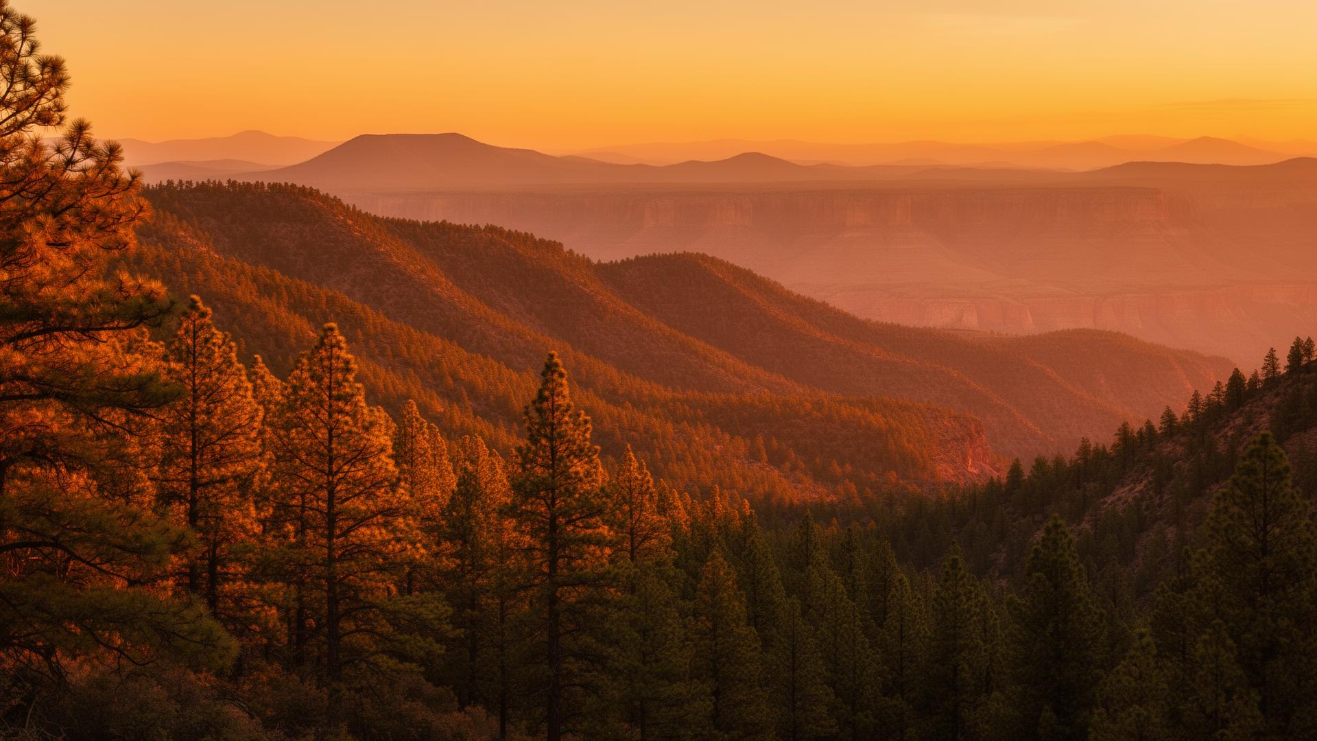 Sunset over the Gila National Forest near Silver City, New Mexico